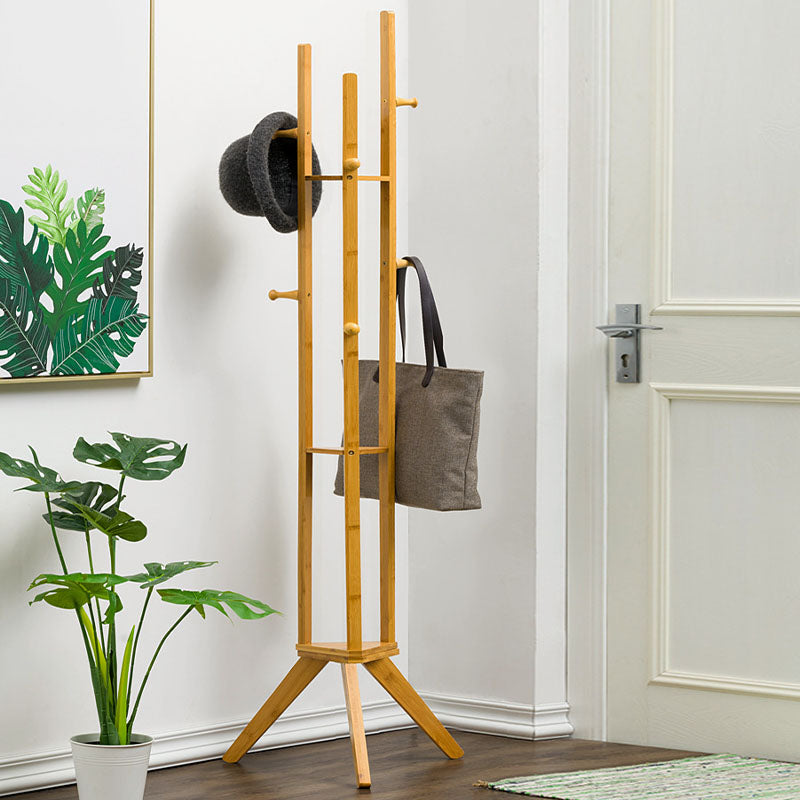 Contemporary Wood Entry Hall Tree Standing Coat Rack with Hooks Natural 6 Clearhalo 'Entry & Mudroom Furniture' 'furn' 'furn_hall_tree_coat_racks' 'Furniture' 'Hall Trees & Coat Racks' 'hall_tree_coat_racks' 7067622