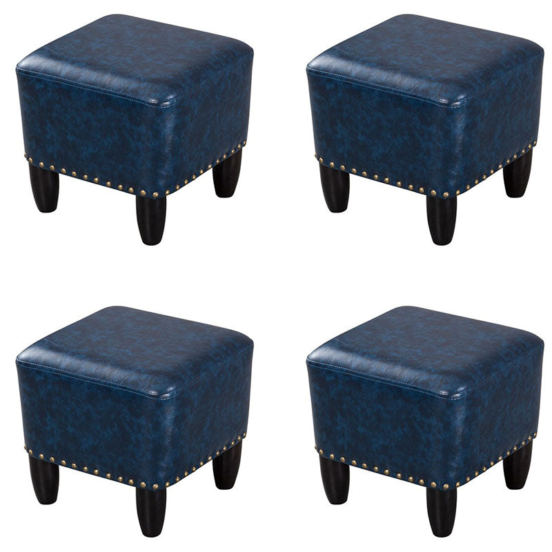 Leather Standard Stool Modern Style Simple Household Square Footstool Blue 4 Piece Set Clearhalo 'furn' 'furn_ottomans_poufs' 'Furniture' 'Living Room Furniture' 'Ottomans & Poufs' 'ottomans_poufs' 7067657