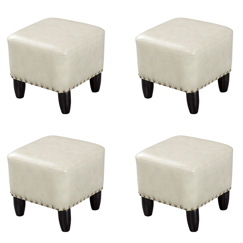 Leather Standard Stool Modern Style Simple Household Square Footstool Light Gray 4 Piece Set Clearhalo 'furn' 'furn_ottomans_poufs' 'Furniture' 'Living Room Furniture' 'Ottomans & Poufs' 'ottomans_poufs' 7067679
