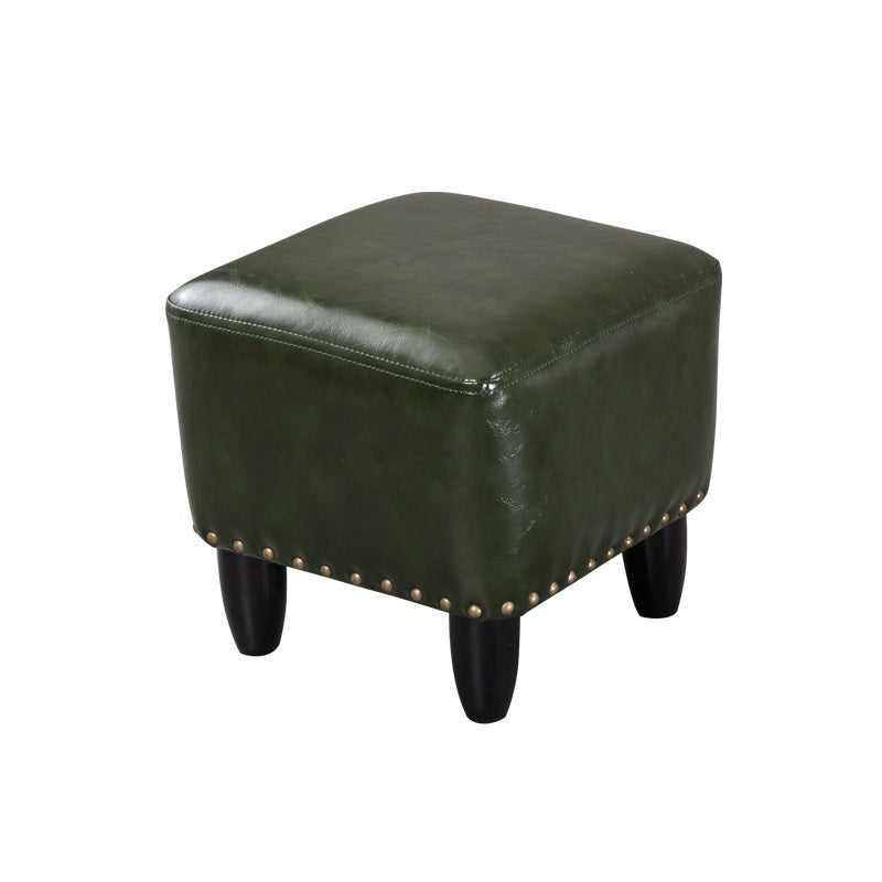 Leather Standard Stool Modern Style Simple Household Square Footstool Green 1 Piece Clearhalo 'furn' 'furn_ottomans_poufs' 'Furniture' 'Living Room Furniture' 'Ottomans & Poufs' 'ottomans_poufs' 7067680