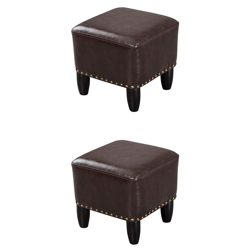 Leather Standard Stool Modern Style Simple Household Square Footstool Coffee 2 Piece Set Clearhalo 'furn' 'furn_ottomans_poufs' 'Furniture' 'Living Room Furniture' 'Ottomans & Poufs' 'ottomans_poufs' 7067687