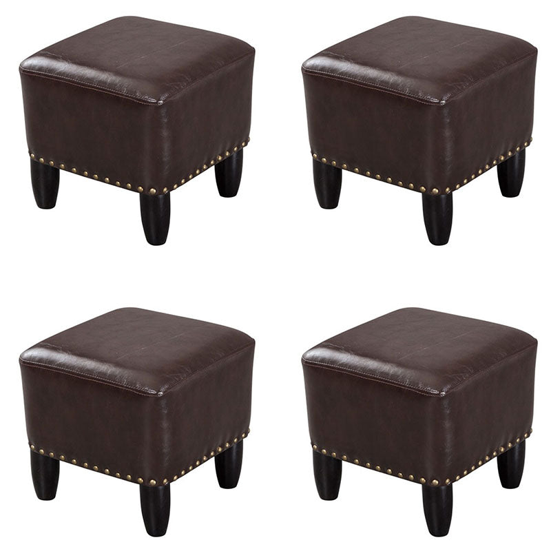 Leather Standard Stool Modern Style Simple Household Square Footstool Coffee 4 Piece Set Clearhalo 'furn' 'furn_ottomans_poufs' 'Furniture' 'Living Room Furniture' 'Ottomans & Poufs' 'ottomans_poufs' 7067688