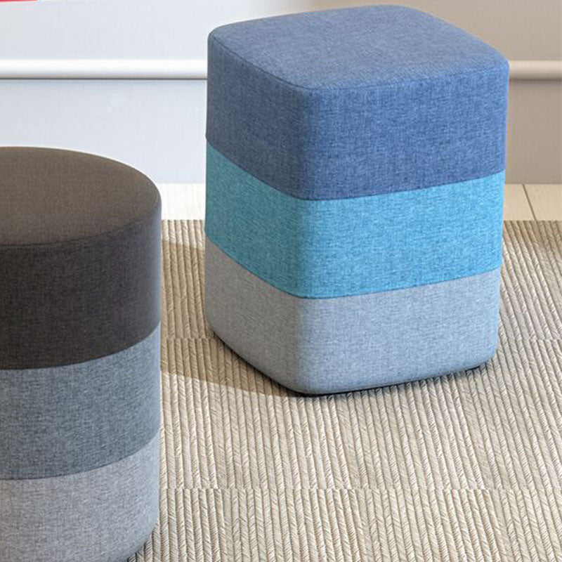 Solid Color Fabric Standard Stool Modern Style Simple Household Footstool 13"L x 13"W x 14"H Blue 1 Piece Clearhalo 'furn' 'furn_ottomans_poufs' 'Furniture' 'Living Room Furniture' 'Ottomans & Poufs' 'ottomans_poufs' 7067692