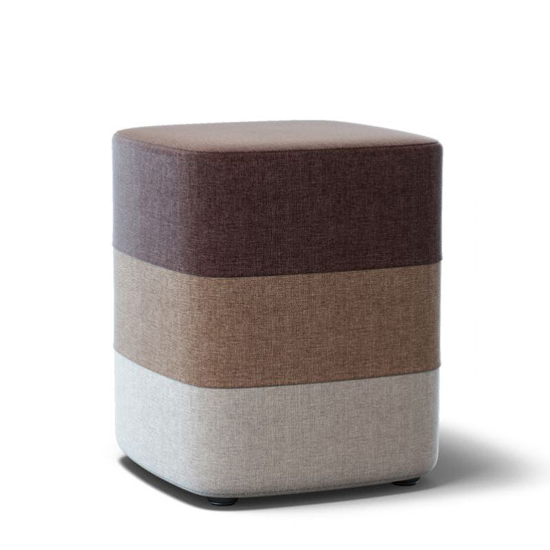 Solid Color Fabric Standard Stool Modern Style Simple Household Footstool 13"L x 13"W x 14"H Brown 1 Piece Clearhalo 'furn' 'furn_ottomans_poufs' 'Furniture' 'Living Room Furniture' 'Ottomans & Poufs' 'ottomans_poufs' 7067694