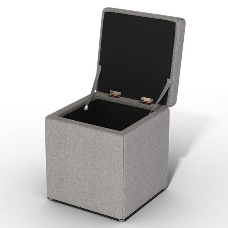 Solid Color Fabric Standard Stool Modern Style Simple Household Footstool 12"L x 12"W x 14"H Light Grey 1 Piece Clearhalo 'furn' 'furn_ottomans_poufs' 'Furniture' 'Living Room Furniture' 'Ottomans & Poufs' 'ottomans_poufs' 7067715