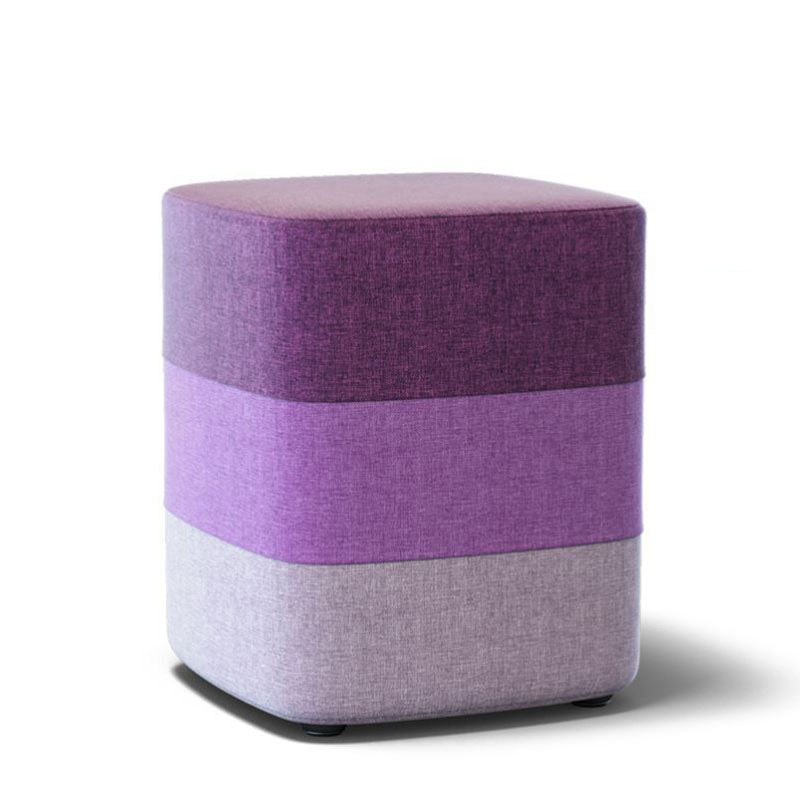 Solid Color Fabric Standard Stool Modern Style Simple Household Footstool 13"L x 13"W x 14"H Violet 1 Piece Clearhalo 'furn' 'furn_ottomans_poufs' 'Furniture' 'Living Room Furniture' 'Ottomans & Poufs' 'ottomans_poufs' 7067716