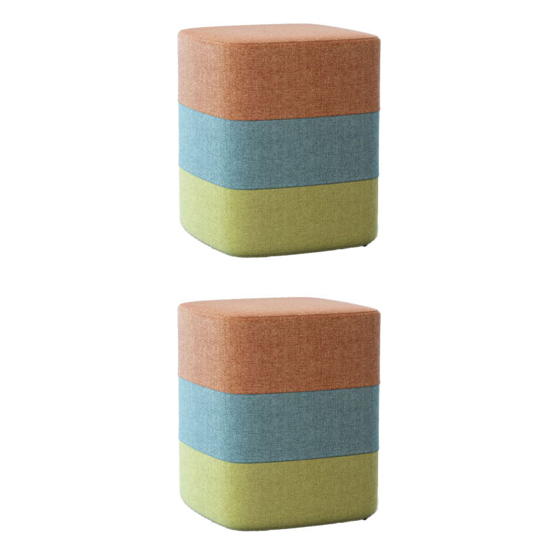 Solid Color Fabric Standard Stool Modern Style Simple Household Footstool 13"L x 13"W x 14"H Orange 2 Piece Set Clearhalo 'furn' 'furn_ottomans_poufs' 'Furniture' 'Living Room Furniture' 'Ottomans & Poufs' 'ottomans_poufs' 7067721
