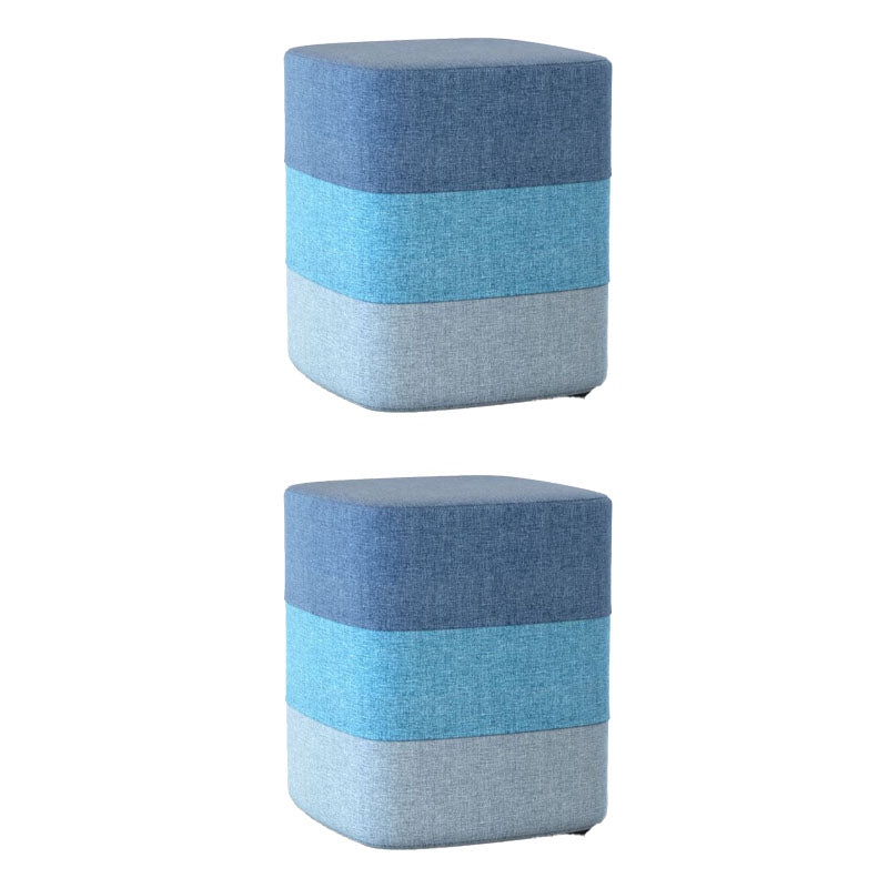 Solid Color Fabric Standard Stool Modern Style Simple Household Footstool 13"L x 13"W x 14"H Blue 2 Piece Set Clearhalo 'furn' 'furn_ottomans_poufs' 'Furniture' 'Living Room Furniture' 'Ottomans & Poufs' 'ottomans_poufs' 7067727