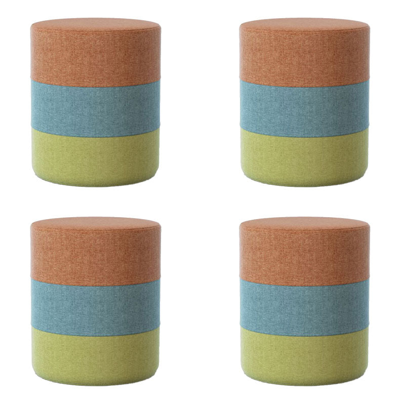 Solid Color Fabric Standard Stool Modern Style Simple Household Footstool 11"L x 11"W x 14"H Orange 4 Piece Set Clearhalo 'furn' 'furn_ottomans_poufs' 'Furniture' 'Living Room Furniture' 'Ottomans & Poufs' 'ottomans_poufs' 7067730