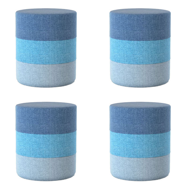 Solid Color Fabric Standard Stool Modern Style Simple Household Footstool 11"L x 11"W x 14"H Blue 4 Piece Set Clearhalo 'furn' 'furn_ottomans_poufs' 'Furniture' 'Living Room Furniture' 'Ottomans & Poufs' 'ottomans_poufs' 7067732