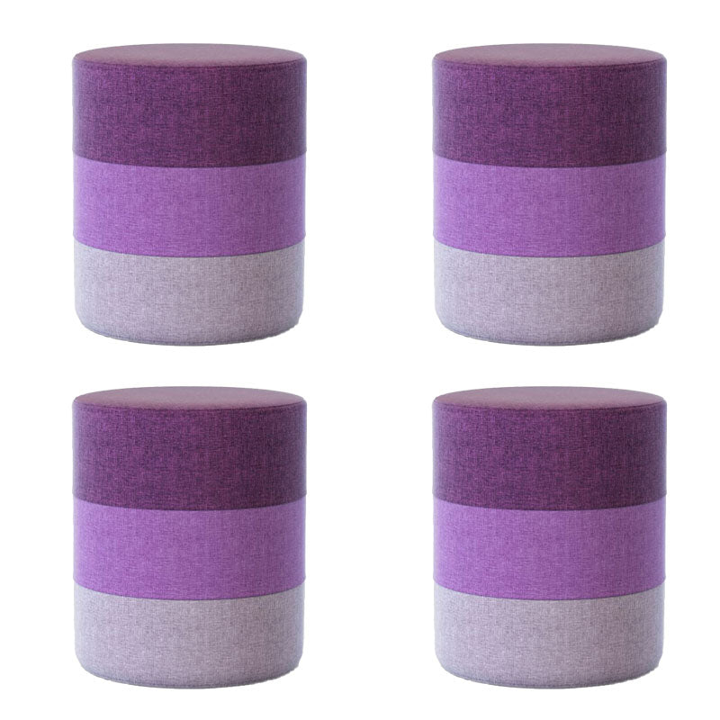 Solid Color Fabric Standard Stool Modern Style Simple Household Footstool 11"L x 11"W x 14"H Violet 4 Piece Set Clearhalo 'furn' 'furn_ottomans_poufs' 'Furniture' 'Living Room Furniture' 'Ottomans & Poufs' 'ottomans_poufs' 7067736