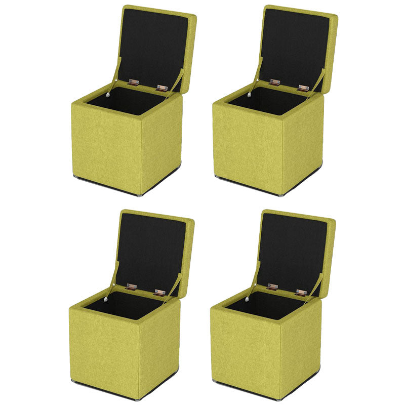 Solid Color Fabric Standard Stool Modern Style Simple Household Footstool 12"L x 12"W x 14"H Green 4 Piece Set Clearhalo 'furn' 'furn_ottomans_poufs' 'Furniture' 'Living Room Furniture' 'Ottomans & Poufs' 'ottomans_poufs' 7067740