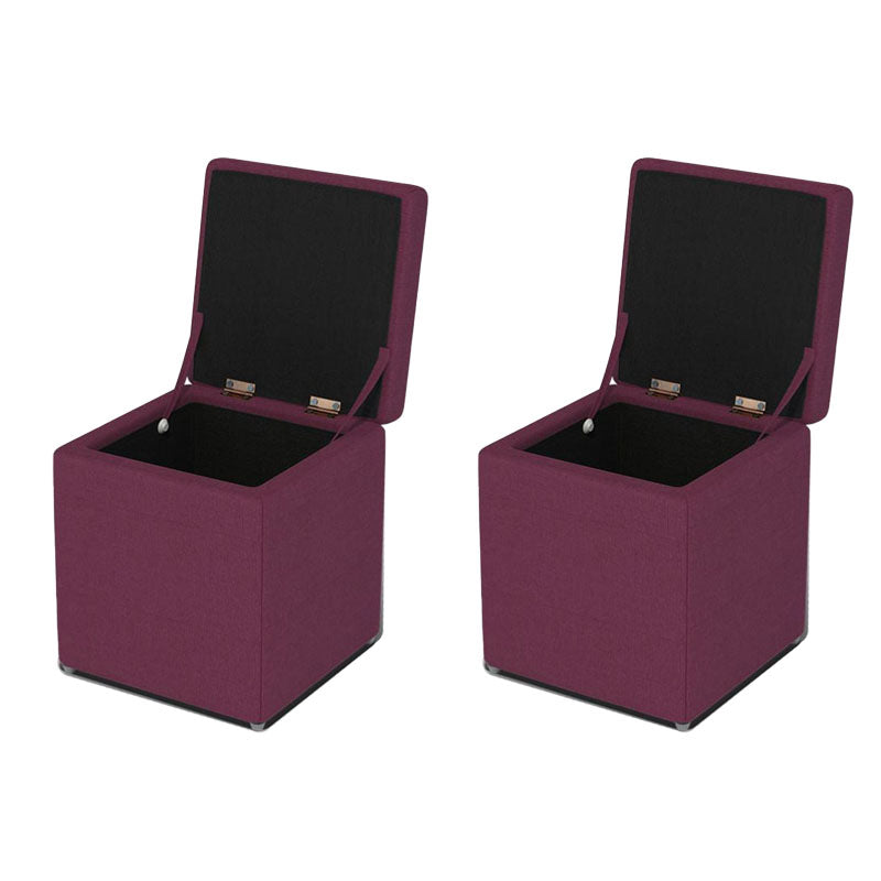 Solid Color Fabric Standard Stool Modern Style Simple Household Footstool 12"L x 12"W x 14"H Claret 2 Piece Set Clearhalo 'furn' 'furn_ottomans_poufs' 'Furniture' 'Living Room Furniture' 'Ottomans & Poufs' 'ottomans_poufs' 7067747