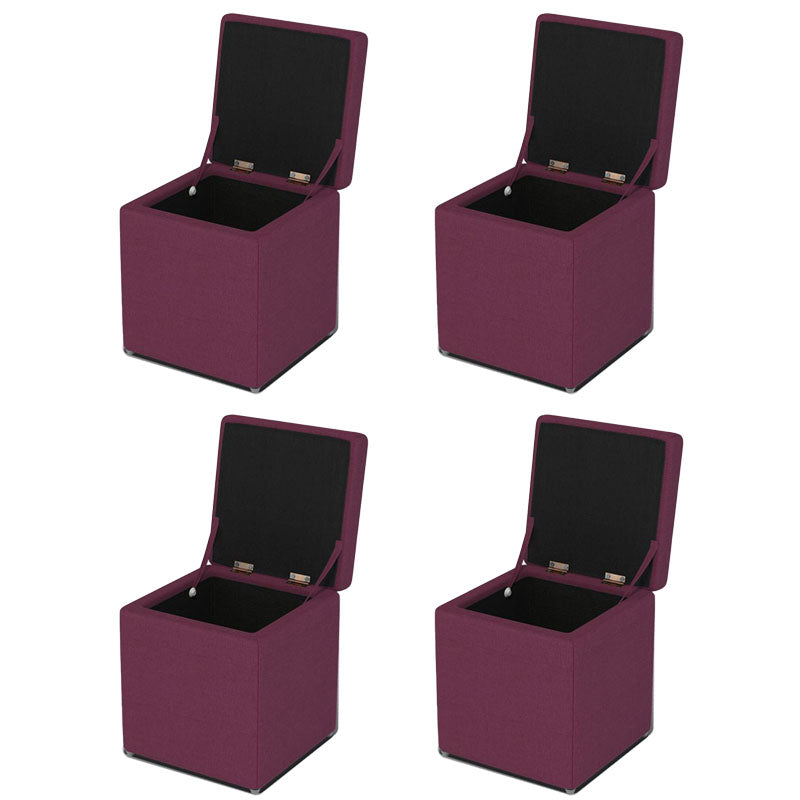 Solid Color Fabric Standard Stool Modern Style Simple Household Footstool 12"L x 12"W x 14"H Claret 4 Piece Set Clearhalo 'furn' 'furn_ottomans_poufs' 'Furniture' 'Living Room Furniture' 'Ottomans & Poufs' 'ottomans_poufs' 7067748
