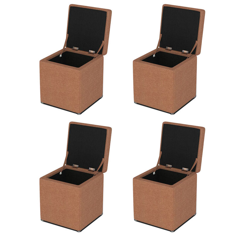 Solid Color Fabric Standard Stool Modern Style Simple Household Footstool 12"L x 12"W x 14"H Orange 4 Piece Set Clearhalo 'furn' 'furn_ottomans_poufs' 'Furniture' 'Living Room Furniture' 'Ottomans & Poufs' 'ottomans_poufs' 7067750