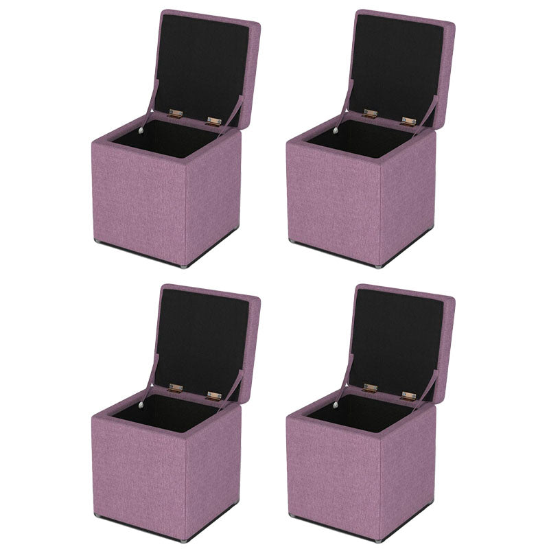 Solid Color Fabric Standard Stool Modern Style Simple Household Footstool 12"L x 12"W x 14"H Violet 4 Piece Set Clearhalo 'furn' 'furn_ottomans_poufs' 'Furniture' 'Living Room Furniture' 'Ottomans & Poufs' 'ottomans_poufs' 7067758