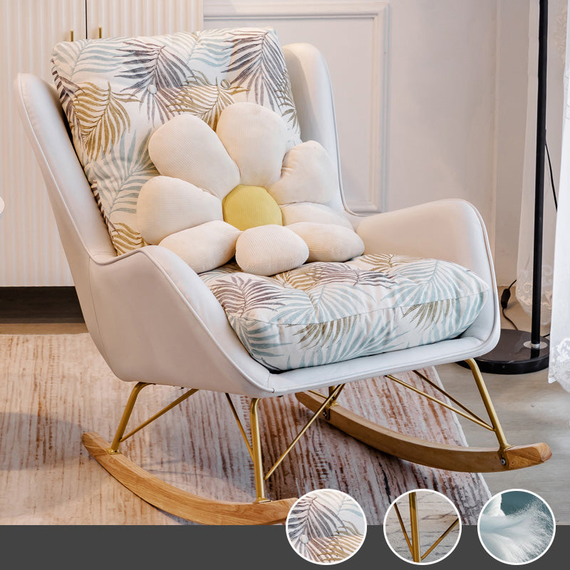 Modern Style Chaise Lounge Lazy Sofa Chair Leisure Rocking Chair for Living Room Grey White Clearhalo 'Chairs & Seating' 'furn' 'furn_rocking_chairs' 'Furniture' 'Living Room Furniture' 'Rocking Chairs' 'rocking_chairs' 7067914