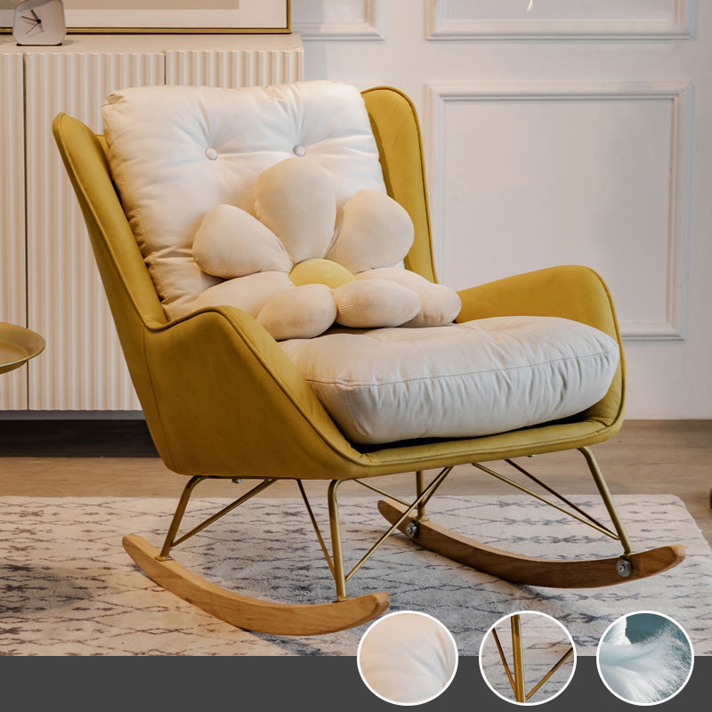 Modern Style Chaise Lounge Lazy Sofa Chair Leisure Rocking Chair for Living Room Yellow White Clearhalo 'Chairs & Seating' 'furn' 'furn_rocking_chairs' 'Furniture' 'Living Room Furniture' 'Rocking Chairs' 'rocking_chairs' 7067915