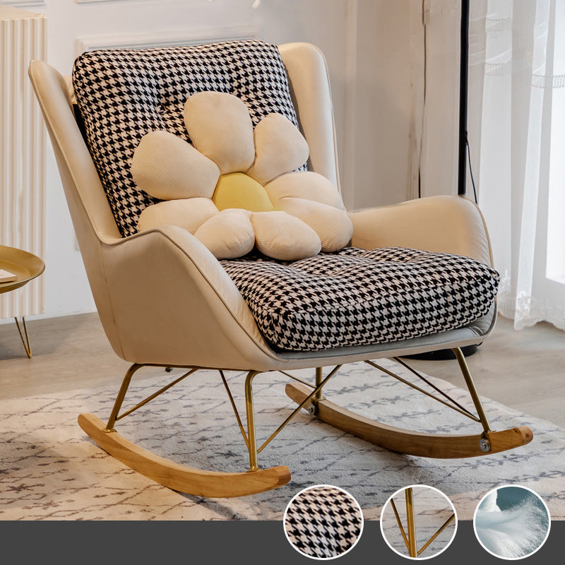 Modern Style Chaise Lounge Lazy Sofa Chair Leisure Rocking Chair for Living Room Black White Clearhalo 'Chairs & Seating' 'furn' 'furn_rocking_chairs' 'Furniture' 'Living Room Furniture' 'Rocking Chairs' 'rocking_chairs' 7067917