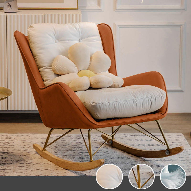 Modern Style Chaise Lounge Lazy Sofa Chair Leisure Rocking Chair for Living Room Orange White Clearhalo 'Chairs & Seating' 'furn' 'furn_rocking_chairs' 'Furniture' 'Living Room Furniture' 'Rocking Chairs' 'rocking_chairs' 7067919