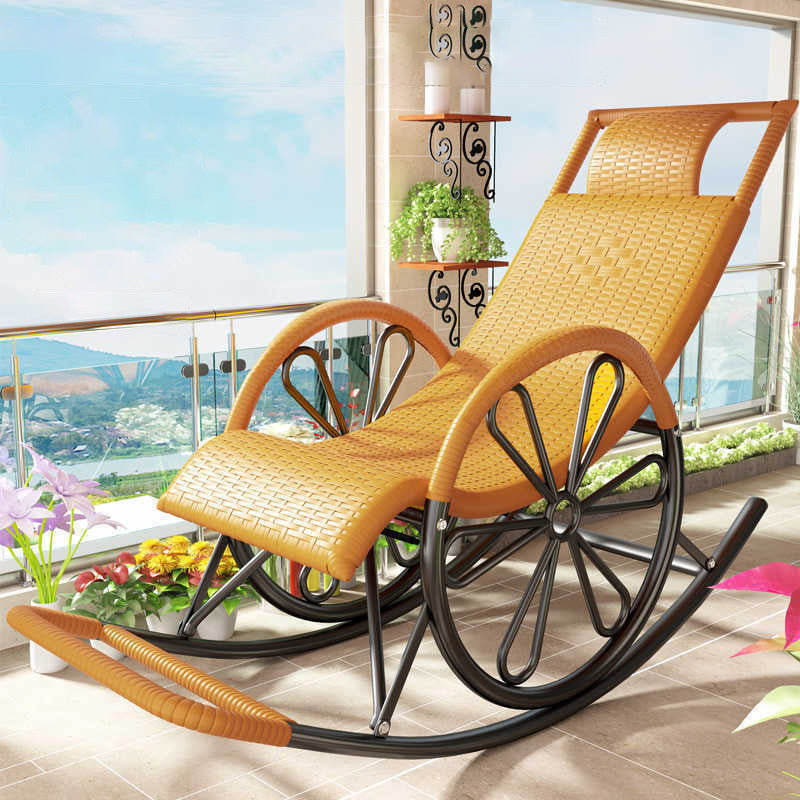 Midden-eeuwse moderne rattan schommelstoel metalen schommelstoel voor woonkamer
