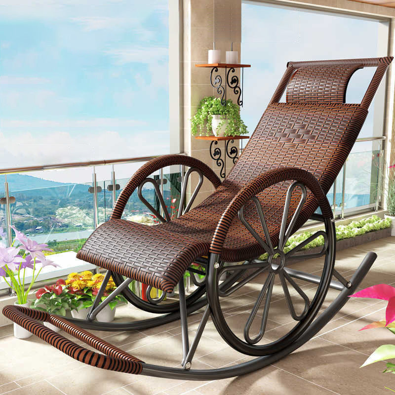 Midden-eeuwse moderne rattan schommelstoel metalen schommelstoel voor woonkamer