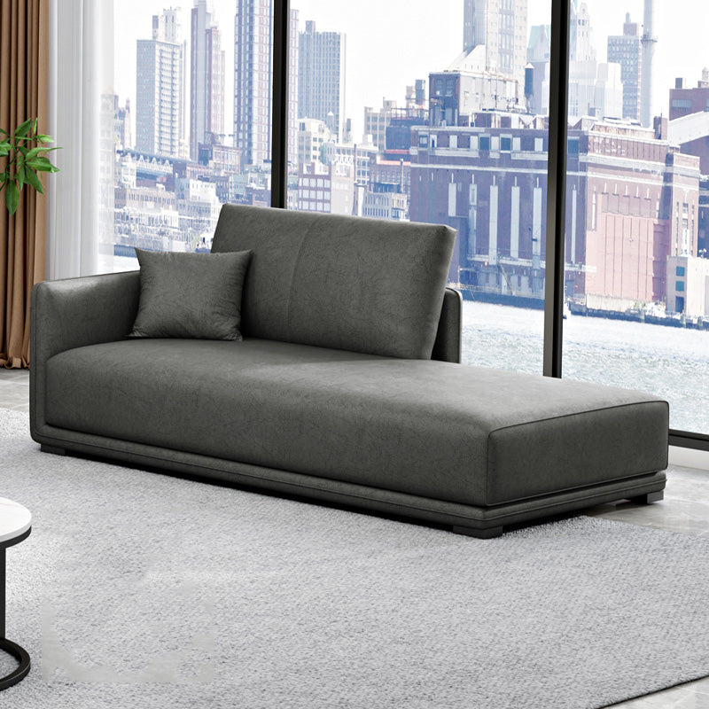 Nordic Living Room Chaise Rolled Arms Upholstered Chaise Lounge with Wooden Base Black Clearhalo 'Chairs & Seating' 'Chaise Lounge' 'chaise_lounge' 'furn' 'furn_chaise_lounge' 'Furniture' 'Living Room Furniture' 7069735