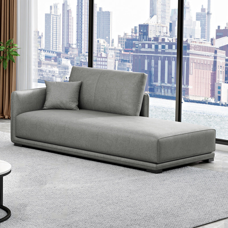Nordic Living Room Chaise Rolled Arms Upholstered Chaise Lounge with Wooden Base Gray Clearhalo 'Chairs & Seating' 'Chaise Lounge' 'chaise_lounge' 'furn' 'furn_chaise_lounge' 'Furniture' 'Living Room Furniture' 7069737