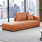Nordic Living Room Chaise Rolled Arms Upholstered Chaise Lounge with Wooden Base Orange Clearhalo 'Chairs & Seating' 'Chaise Lounge' 'chaise_lounge' 'furn' 'furn_chaise_lounge' 'Furniture' 'Living Room Furniture' 7069738