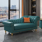Modern Style Rolled Arms Chaise Living Room Faux Leather Chaise Blue Right-Arm Chaise Clearhalo 'Chairs & Seating' 'Chaise Lounge' 'chaise_lounge' 'furn' 'furn_chaise_lounge' 'Furniture' 'Living Room Furniture' 7069744