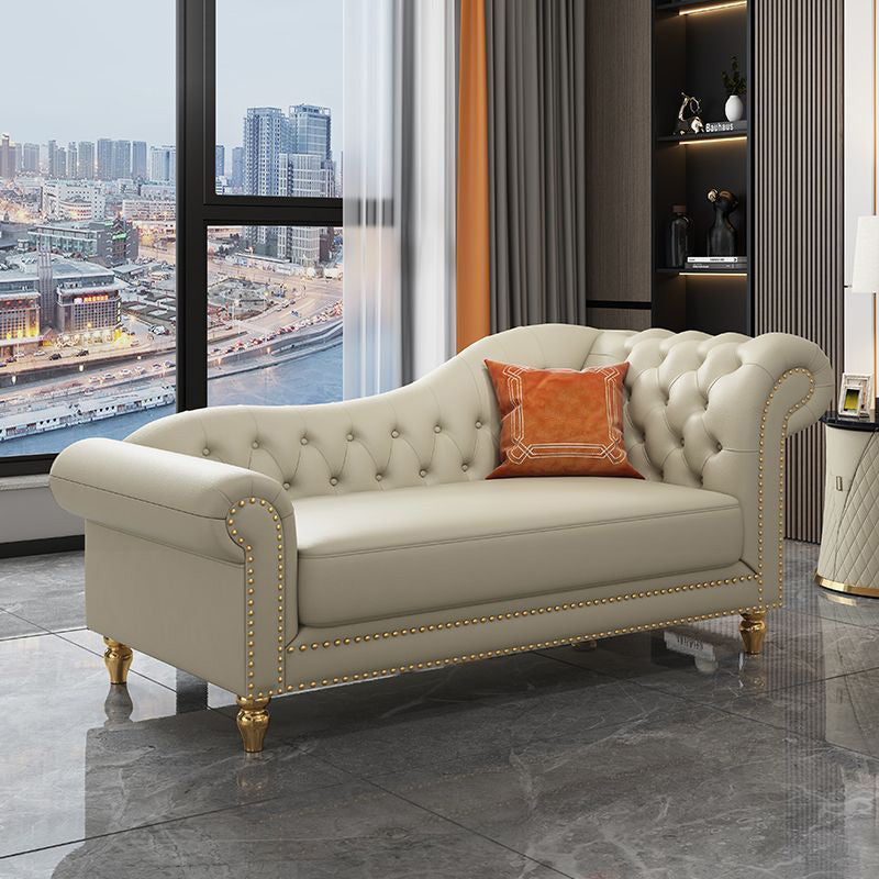 Modern Style Rolled Arms Chaise Living Room Faux Leather Chaise Clearhalo 'Chairs & Seating' 'Chaise Lounge' 'chaise_lounge' 'furn' 'furn_chaise_lounge' 'Furniture' 'Living Room Furniture' 7069746