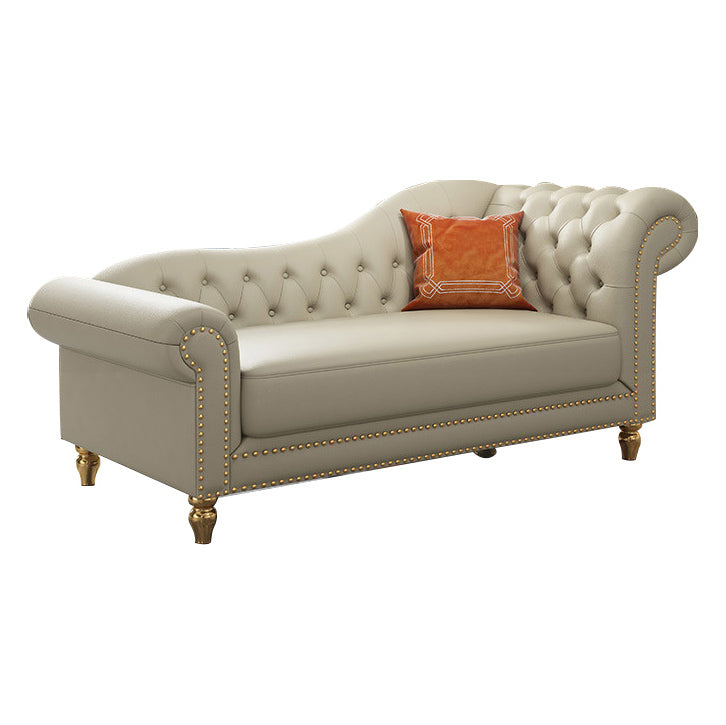 Modern Style Rolled Arms Chaise Living Room Faux Leather Chaise Clearhalo 'Chairs & Seating' 'Chaise Lounge' 'chaise_lounge' 'furn' 'furn_chaise_lounge' 'Furniture' 'Living Room Furniture' 7069747