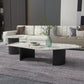 Irregular Slate Top Coffee Table with 2 Legs Modern 2-Piece Cocktail Table Set