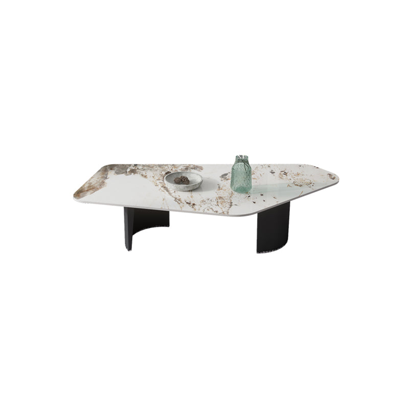 Irregular Slate Top Coffee Table with 2 Legs Modern 2-Piece Cocktail Table Set