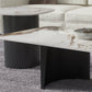 Irregular Slate Top Coffee Table with 2 Legs Modern 2-Piece Cocktail Table Set
