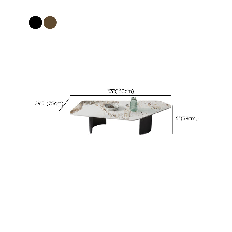 Irregular Slate Top Coffee Table with 2 Legs Modern 2-Piece Cocktail Table Set