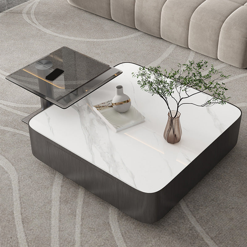 Square Slate Coffee Table Set Contemporary 2 Drawers Cocktail Table Clearhalo 'Coffee & Accent Tables' 'Coffee Tables' 'coffee_tables' 'furn' 'furn_coffee_tables' 'Furniture' 'Living Room Furniture' 7070007