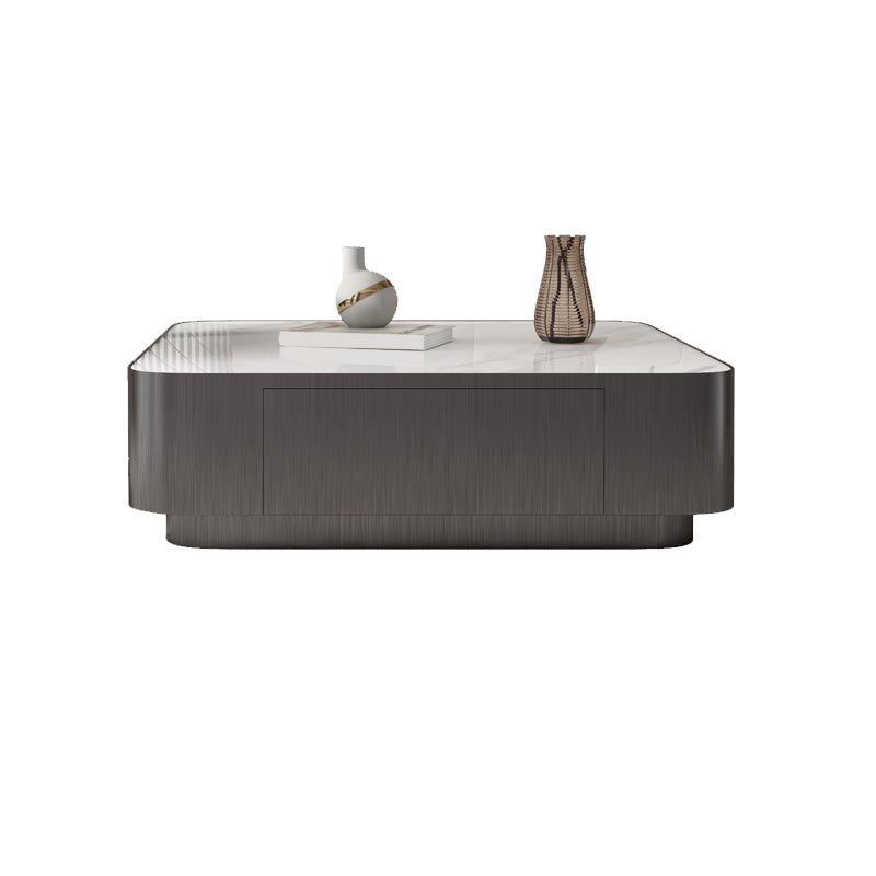 Square Slate Coffee Table Set Contemporary 2 Drawers Cocktail Table 39 "L x 39"W x 13"H Clearhalo 'Coffee & Accent Tables' 'Coffee Tables' 'coffee_tables' 'furn' 'furn_coffee_tables' 'Furniture' 'Living Room Furniture' 7070008