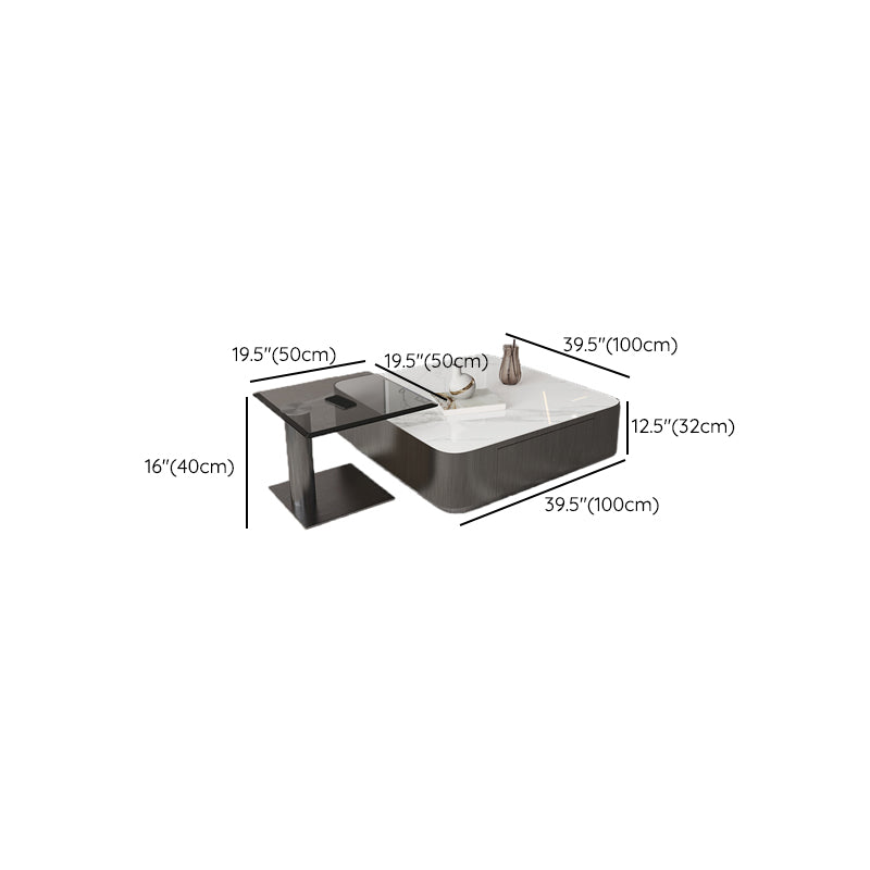 Square Slate Coffee Table Set Contemporary 2 Drawers Cocktail Table Clearhalo 'Coffee & Accent Tables' 'Coffee Tables' 'coffee_tables' 'furn' 'furn_coffee_tables' 'Furniture' 'Living Room Furniture' 7070022