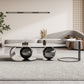 27" Wide Glam Coffee Table Stone Oval Black Coffee Cocktail Table Clearhalo 'Coffee & Accent Tables' 'Coffee Tables' 'coffee_tables' 'furn' 'furn_coffee_tables' 'Furniture' 'Living Room Furniture' 7070024