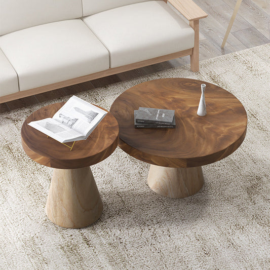 Mesa de café contemporánea mesa de café de pedestal marrón