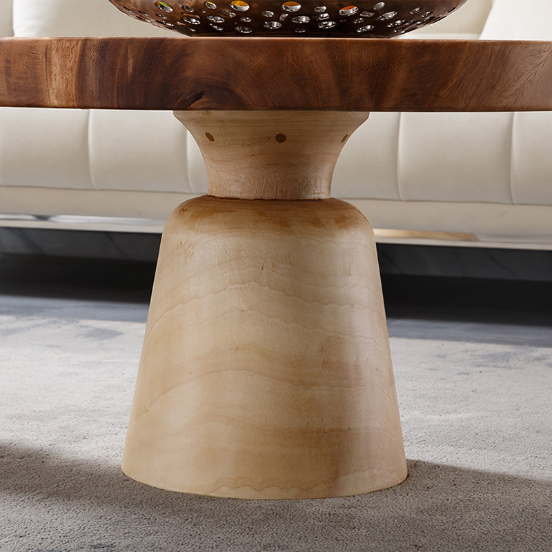 Contemporary Coffee Table Brown Pedestal Coffee Cocktail Table Clearhalo 'Coffee & Accent Tables' 'Coffee Tables' 'coffee_tables' 'furn' 'furn_coffee_tables' 'Furniture' 'Living Room Furniture' 7070042