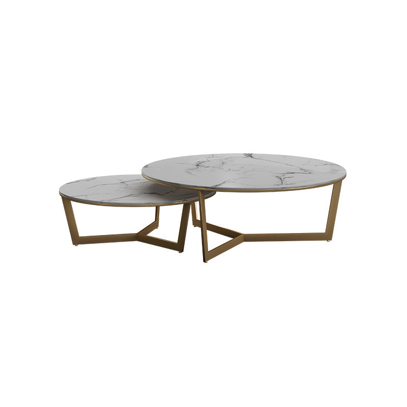 Contemporary Frame Coffee Table Round Slate Top Cocktail Table Gold Clearhalo 'Coffee & Accent Tables' 'Coffee Tables' 'coffee_tables' 'furn' 'furn_coffee_tables' 'Furniture' 'Living Room Furniture' 7070064
