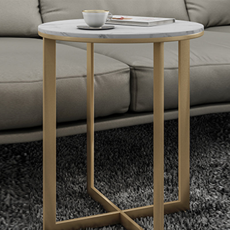 Contemporary Frame Coffee Table Round Slate Top Cocktail Table Clearhalo 'Coffee & Accent Tables' 'Coffee Tables' 'coffee_tables' 'furn' 'furn_coffee_tables' 'Furniture' 'Living Room Furniture' 7070068