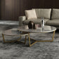 Glam White Frame Coffee Table Round Slate Top Cocktail Table Clearhalo 'Coffee & Accent Tables' 'Coffee Tables' 'coffee_tables' 'furn' 'furn_coffee_tables' 'Furniture' 'Living Room Furniture' 7070076