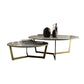 Glam White Frame Coffee Table Round Slate Top Cocktail Table Clearhalo 'Coffee & Accent Tables' 'Coffee Tables' 'coffee_tables' 'furn' 'furn_coffee_tables' 'Furniture' 'Living Room Furniture' 7070078