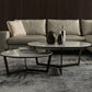 Glam White Frame Coffee Table Round Slate Top Cocktail Table Black Clearhalo 'Coffee & Accent Tables' 'Coffee Tables' 'coffee_tables' 'furn' 'furn_coffee_tables' 'Furniture' 'Living Room Furniture' 7070085