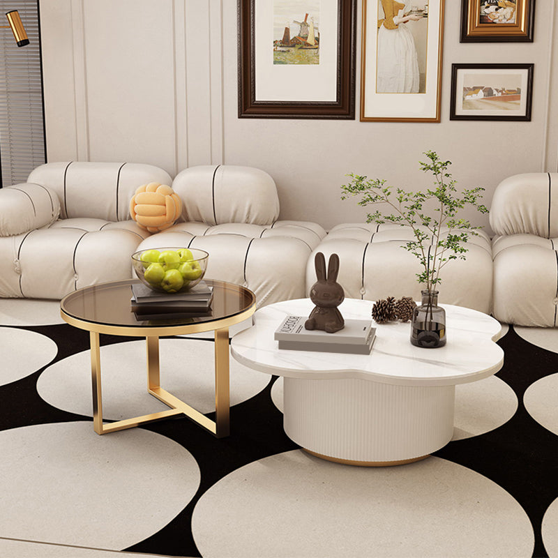 Contemporary Coffee Table Pedestal Slate Coffee Cocktail Table Clearhalo 'Coffee & Accent Tables' 'Coffee Tables' 'coffee_tables' 'furn' 'furn_coffee_tables' 'Furniture' 'Living Room Furniture' 7070096