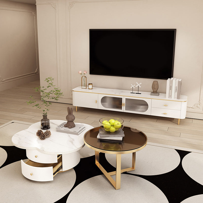 Contemporary Coffee Table Pedestal Slate Coffee Cocktail Table Clearhalo 'Coffee & Accent Tables' 'Coffee Tables' 'coffee_tables' 'furn' 'furn_coffee_tables' 'Furniture' 'Living Room Furniture' 7070097