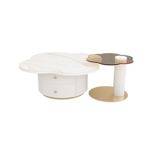 Contemporary Coffee Table Pedestal Slate Coffee Cocktail Table Clearhalo 'Coffee & Accent Tables' 'Coffee Tables' 'coffee_tables' 'furn' 'furn_coffee_tables' 'Furniture' 'Living Room Furniture' 7070098